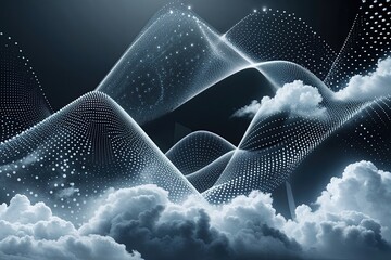 Artistic Interplay of Dots and Lines Enhanced by Cloud Technology in a Geometric Digital Background
