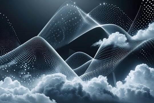 Artistic Interplay of Dots and Lines Enhanced by Cloud Technology in a Geometric Digital Background
