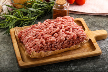 Raw uncooked red minced meat