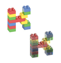 3d render of colorful bricks letter K