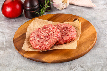 Raw round beef cutlet minced meat