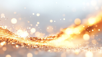 Obraz premium A shimmering wave of golden liquid with sparkling highlights, ideal for showcasing luxury beverages or festive celebration themes.