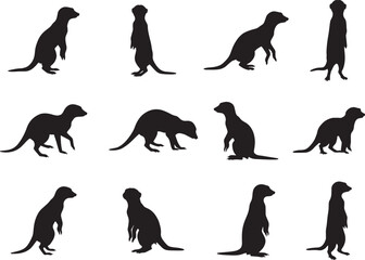 Stylized meerkat silhouette Set in a minimalist graphic design silhouette