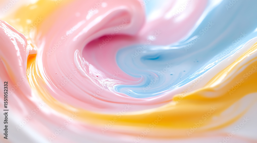 Poster A vibrant swirl of pastel colors, blending smoothly to create a visually dynamic composition, perfect for creative design projects.