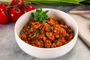 Chili con carne with beef and beans