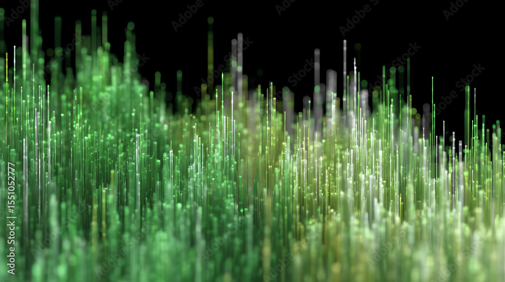 Aufkleber Abstract visual representation of green and translucent vertical bars creating a mesmerizing wave-like pattern.