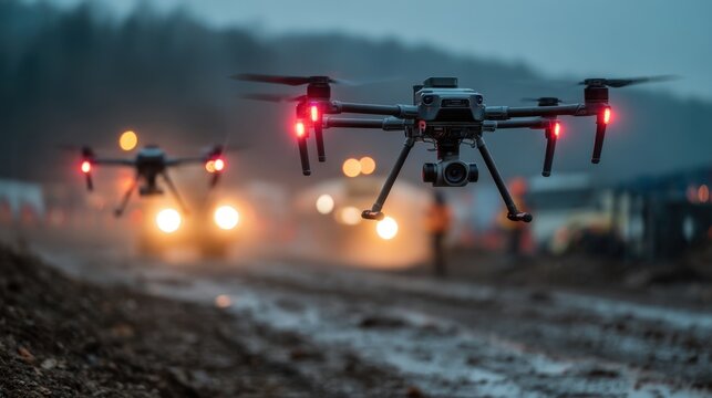 Drones equipped with cameras provide aerial surveillance for wide or inaccessible locations.
