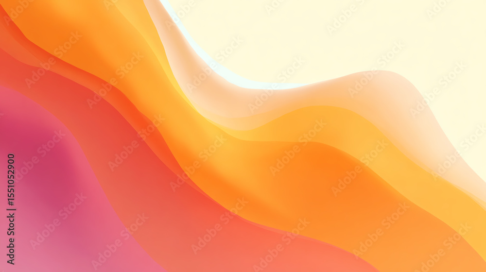 Poster Abstract wavy shapes in vibrant orange and pink hues creating a dynamic and modern visual aesthetic for design projects.