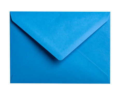 Glossy Blue Letter Envelope with Vibrant Color, Isolated PNG Cutout - Powered by Adobe