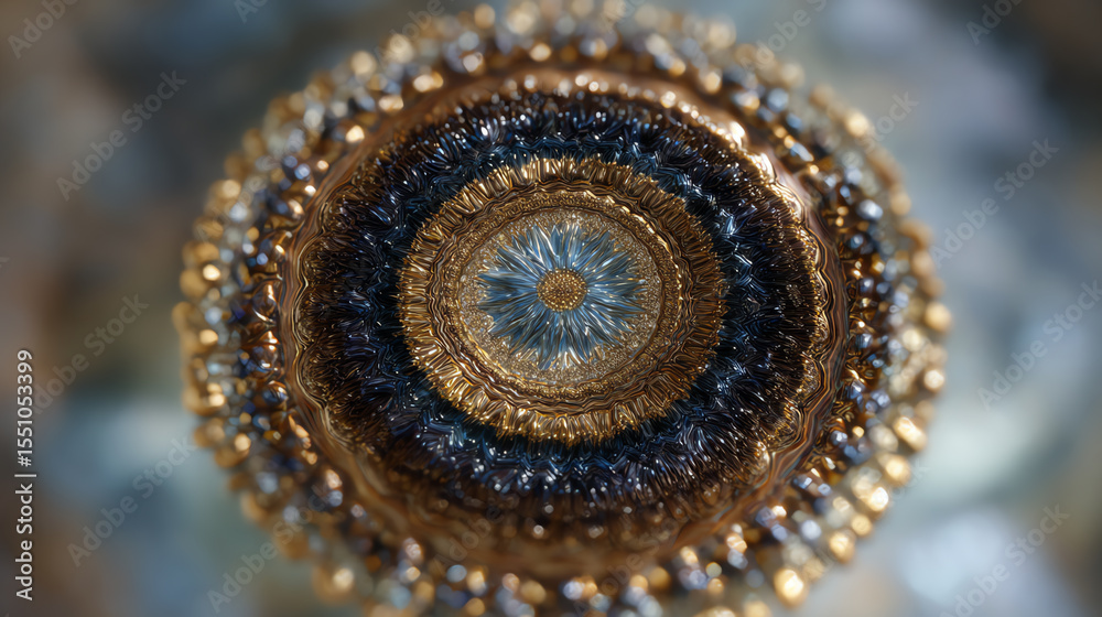 Poster An intricate circular design featuring rich colors and textures, perfect for artistic projects or digital wallpapers.