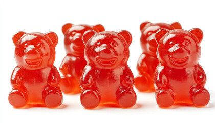 hese bright red bear candies realistic and glow