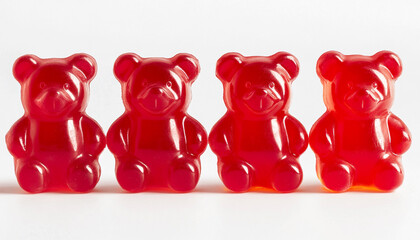 hese bright red bear candies realistic and glow