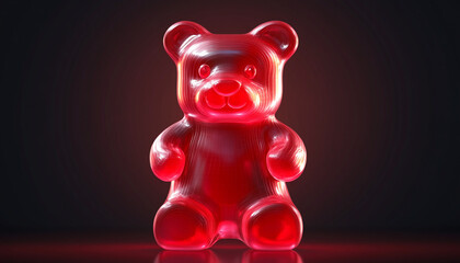 hese bright red bear candies realistic and glow