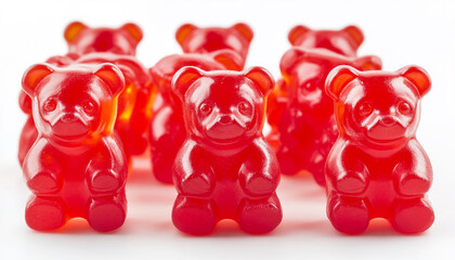 hese bright red bear candies realistic and glow