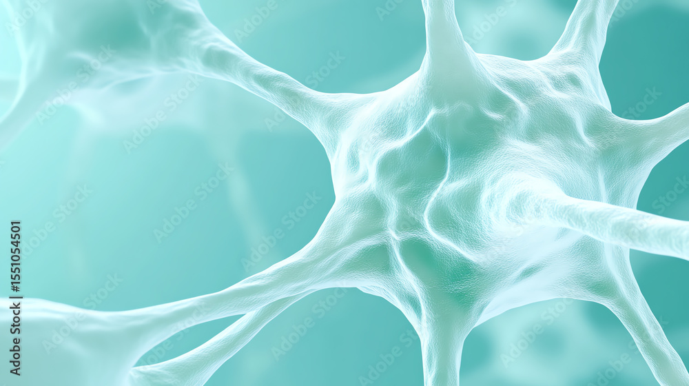Poster detailed close-up of a neuron, showcasing its unique structure and connections, perfect for educatio