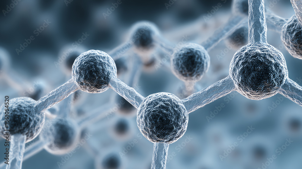 Poster detailed close-up of molecular structure showcasing intricate connections and layers of atoms in a m