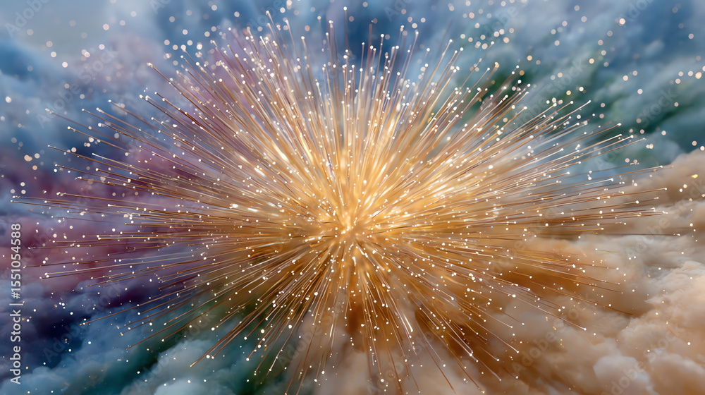 Poster Dynamic explosion of colors and light, representing energy and creativity in a visually captivating display.