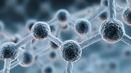 Detailed close-up of molecular structure showcasing intricate connections and layers of atoms in a modern scientific context.