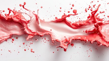 Fototapeta premium An artistic representation of dynamic red and white milk splashes, creating a visually captivating abstract shape that evokes creativity, movement, and emotion.