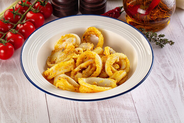 Roasted squid rings snack appetizer