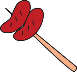 Grilled Sausage Skewer Vector Illustration in Flat Cartoon Style – Perfect for Food, Barbecue, Picnic, or Cooking Projects