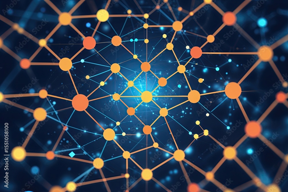 Poster geometric pattern-based abstract digital communication network framework