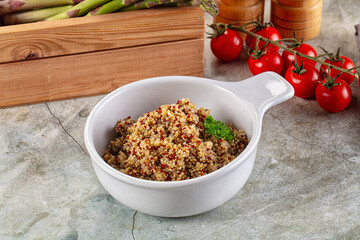 Boiled quinoa cereal in the bowl