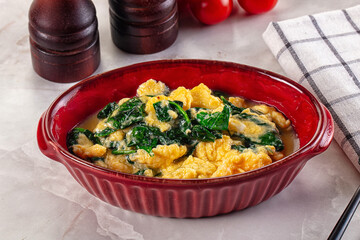 Omelette with spinach for breakfast