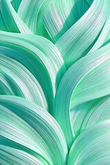 Abstract swirling teal and mint green ribbons