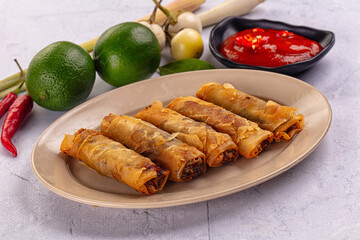 Stuffed Vietnamese Nem roll with meat