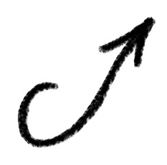 Arrow grunge vector icon. Arrow grunge doodle line. Arrow chalk vector, curl curve wave.