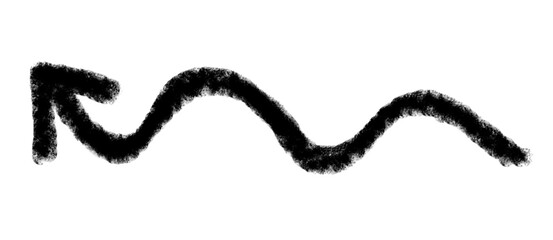 Arrow grunge vector icon. Arrow grunge doodle line. Arrow chalk vector, curve zigzag wave.