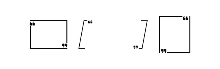 Quotation paragraph icon. Speech bubble, blank frame for citation symbol