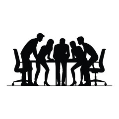 Obraz premium Coworking Space Layout Silhouette, Vector, Illustration, Outline, icon, Logo, White Background.