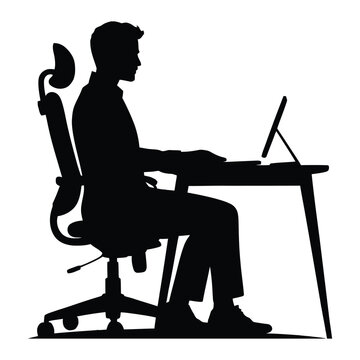 recommend clip art: Ergonomic Office Chair Silhouette, Vector, Illustration, Outline, icon, Logo, White Background.