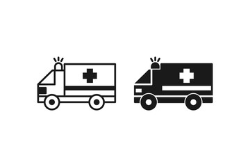 ambulance icon line and flat design