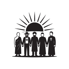 Interfaith Unity Silhouette Vector Illustration