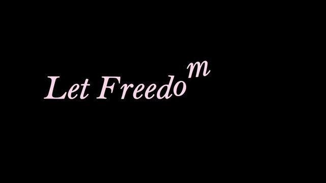 Let freedom reign text in light pink color on a black background in a simple graphic design style