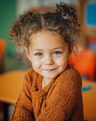 portrait of a little girl in school