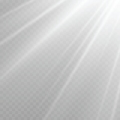 White Sun Rays and Lens Flare Effect from Corner .Vector