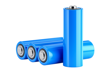 Rechargeable lithium ion batteries - li-ion cell batteries type 18650 isolated on transparent background