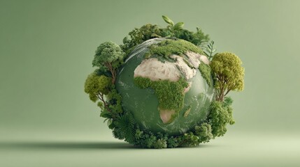 A lush green globe symbolizes eco-friendliness and sustainable living.