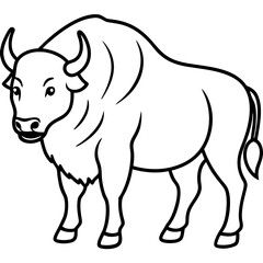 Rustic Bison Sketch Vector Art