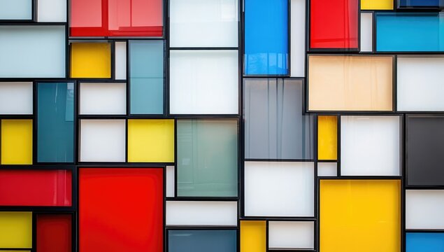 Abstract geometric pattern of colored rectangles - Powered by Adobe