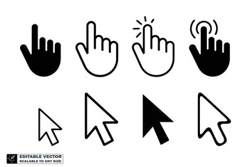 Mouse cursor icon set vector illustration pointer click hand selection tool ui design graphic design icons