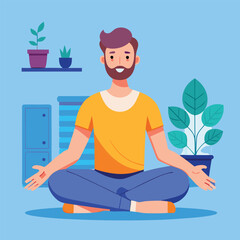 man doing yoga vector