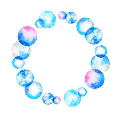 シャボン玉 泡 カラフル　フレーム　水彩 イラスト

