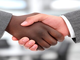Two diverse business people shake hands