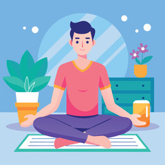 man doing yoga vector