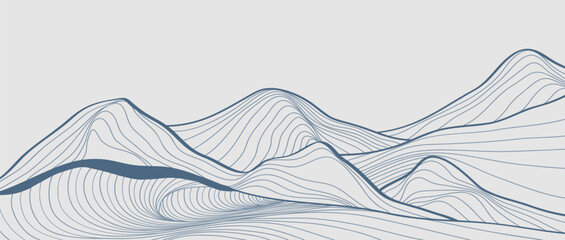 Mountain line arts illustration. Hand drawn style. Abstract mountain contemporary aesthetic backgrounds landscapes. use for print art, poster, cover, banner, template